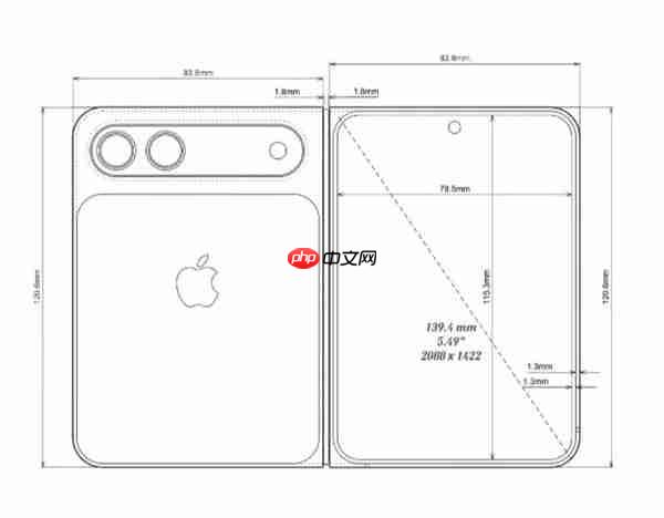 苹果“阔折叠”手机专利曝光:外屏居中挖孔 后置双摄