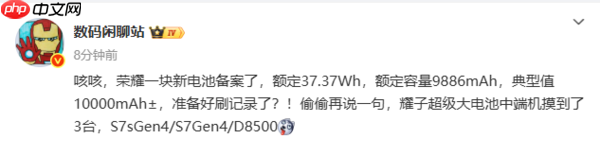 刷新纪录?曝荣耀新电池已备案 典型值突破10000mAh