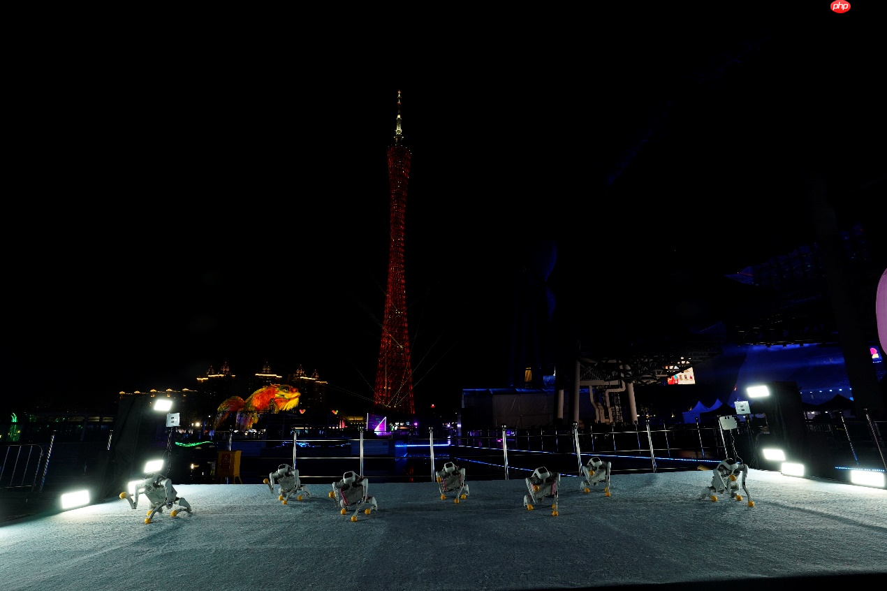 行业首秀!智元机器人联合火花机器人发布机器狗光影表演方阵