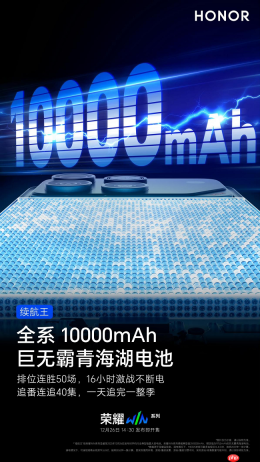 荣耀WIN官宣搭载10000mAh大电池，旗舰续航跨入“万级时代”