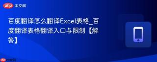 百度翻译怎么翻译Excel表格_百度翻译表格翻译入口与限制【解答】
