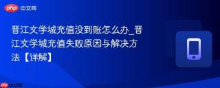 晋江文学城充值没到账怎么办_晋江文学城充值失败原因与解决方法【详解】