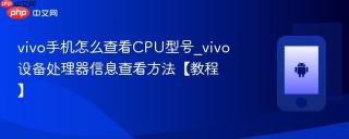 vivo手机怎么查看CPU型号_vivo设备处理器信息查看方法【教程】