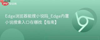 Edge浏览器能搜小说吗_Edge内置小说搜索入口在哪找【指南】