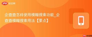 企查查怎样使用模糊搜索功能_企查查模糊搜索用法【要点】