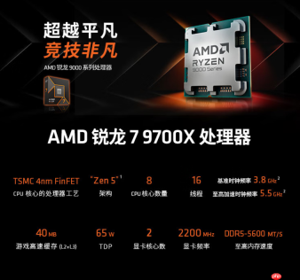 2K预算游戏U买哪款?AMD 锐龙7 9700X新低价首选