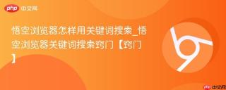 悟空浏览器怎样用关键词搜索_悟空浏览器关键词搜索窍门【窍门】