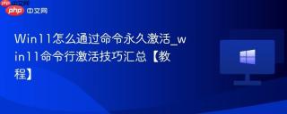 win11怎么通过命令永久激活_win11命令行激活技巧汇总【教程】