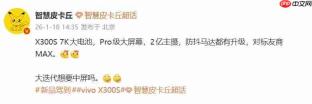 vivo X300S配置曝光:1.5K直屏、2亿主摄、7K大电池