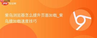 紫鸟浏览器怎么提升页面加载_紫鸟提加载速度技巧