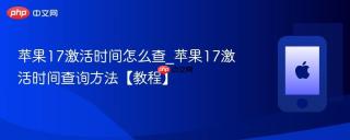 苹果17激活时间怎么查_苹果17激活时间查询方法【教程】