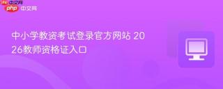 中小学教资考试登录官方网站 2026教师资格证入口