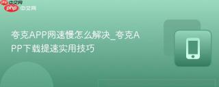 夸克APP网速慢怎么解决_夸克APP下载提速实用技巧