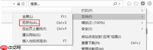 ie11怎么将网页另存为文件-ie11将网页另存为文件的方法