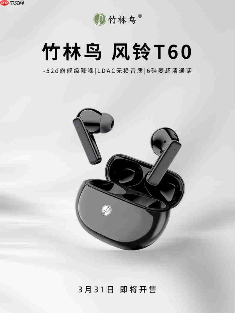 -52dB降噪+LDAC 音质,竹林鸟风铃T60能否突围TWS旗舰市场?