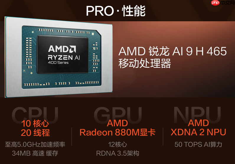 全新锐龙AI9 H 465处理器华硕无畏Pro142026锐龙版满足全场景需求 - php中文网
