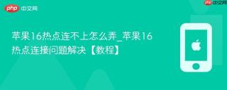 苹果16热点连不上怎么弄_苹果16热点连接问题解决【教程】