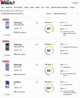 三星GalaxyS26 Ultra荣获欧洲七国消费者协会杂志手机榜前列