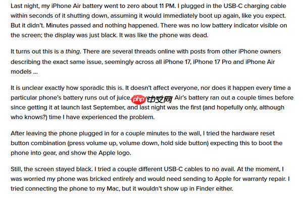曝新款iPhone电量耗尽后可能无法开机 涉及这些机型