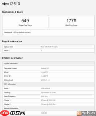 iQOO Z11 Lite 5G现身Geekbench 搭载天玑6300心片