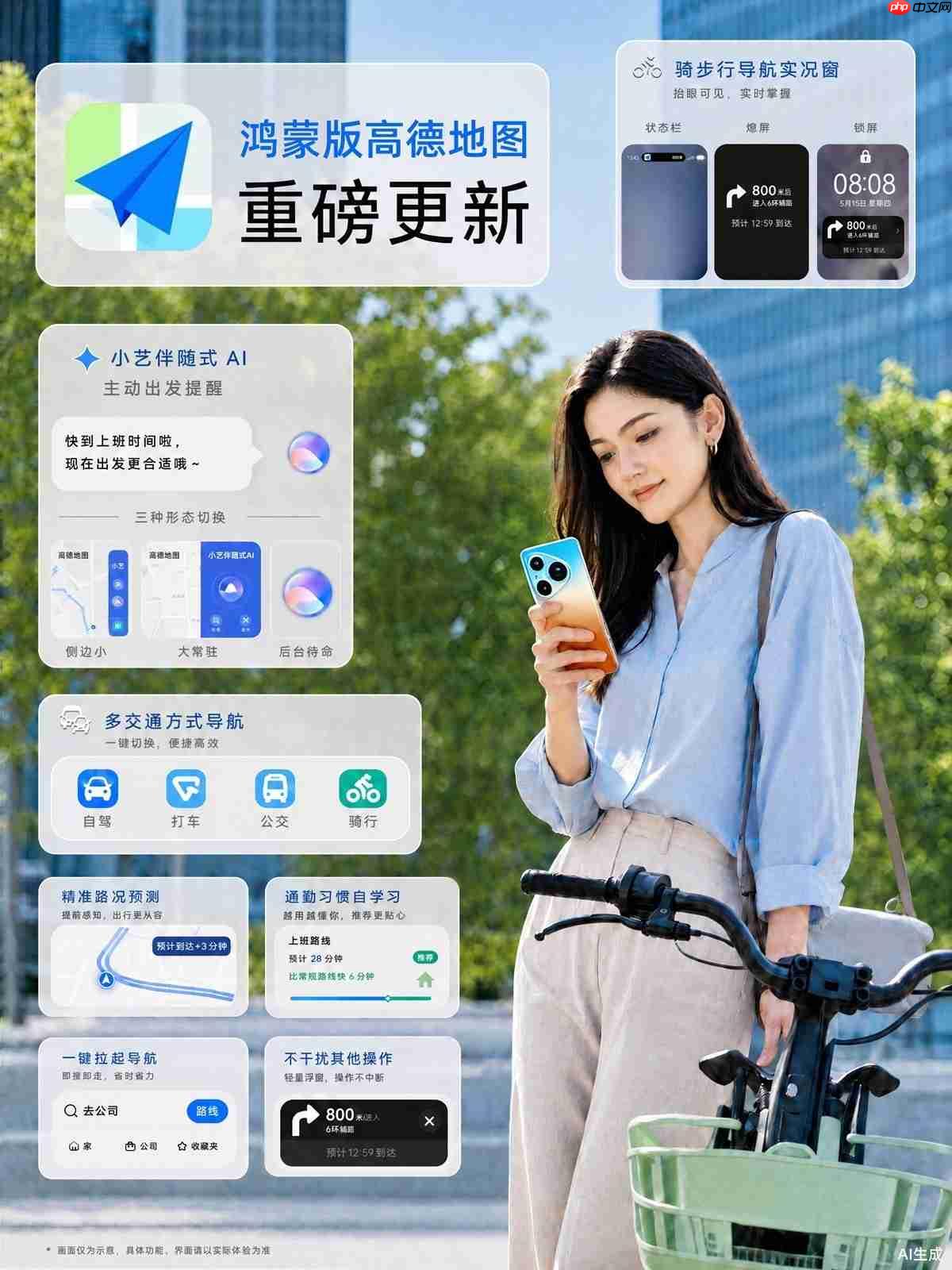 鸿蒙版高德地图更新:小艺伴随式AI+骑车步行导航实况窗,让出行更自如