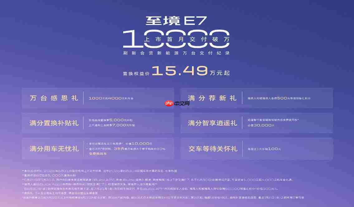性价比爆表!别克 至境E7 上市首月交付突破10000台
