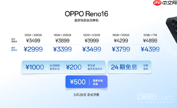 OPPO Reno 16系列发布 全系2亿像素主摄 配备微云台