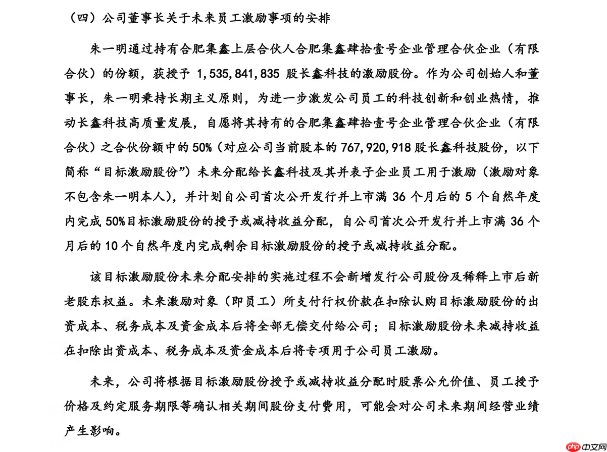 长鑫科技让渡7.68亿股激励员工 承诺上市后十年不减持