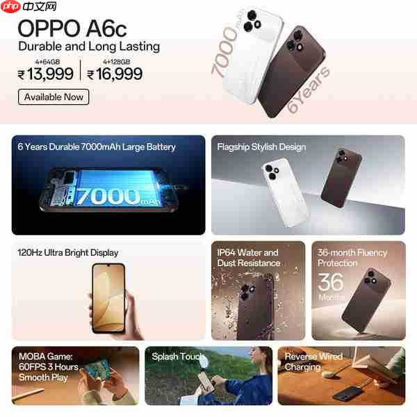 OPPO A6c海外发布：紫光展锐T7250配7000mAh电池