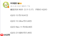 iQOO 15累计销量接近120万台 搭载第五代骁龙8至尊版