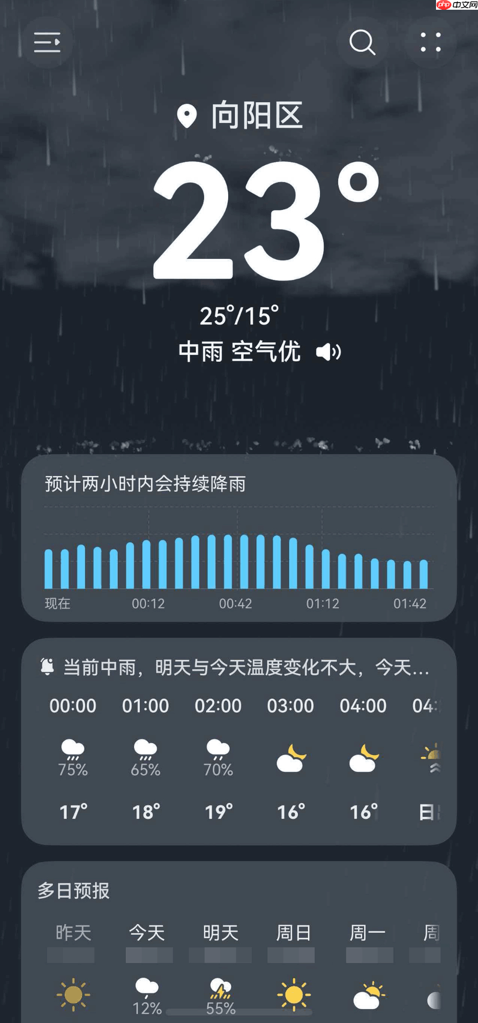 华为天气地图详细到街道级预报,雨季、台风季出门无压力