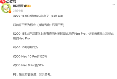 iQOO 15T首销三天销量出炉：为Neo 10 Pro同期120%