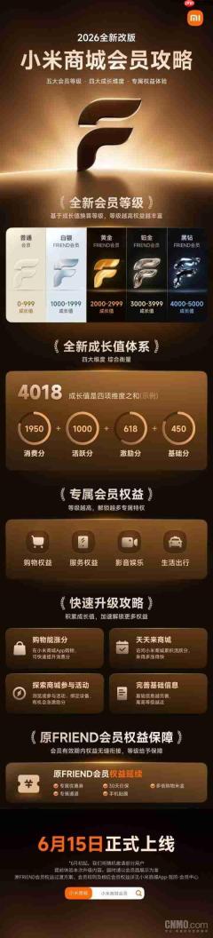 新版小米商城全新会员体系来了！6月15日全量上线