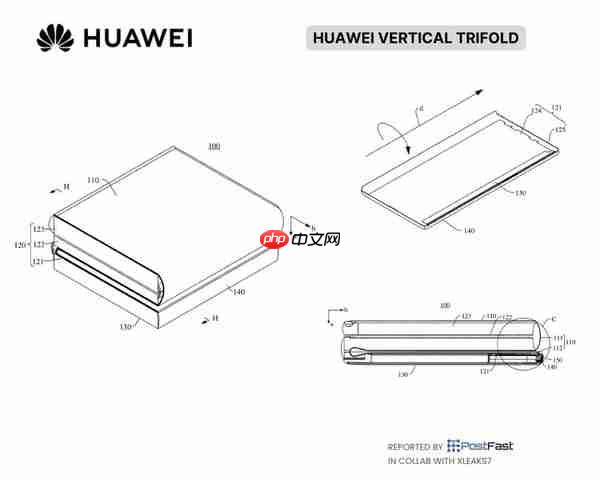 华为正在开发纵向三折叠手机?新专利曝光 S形折叠设计