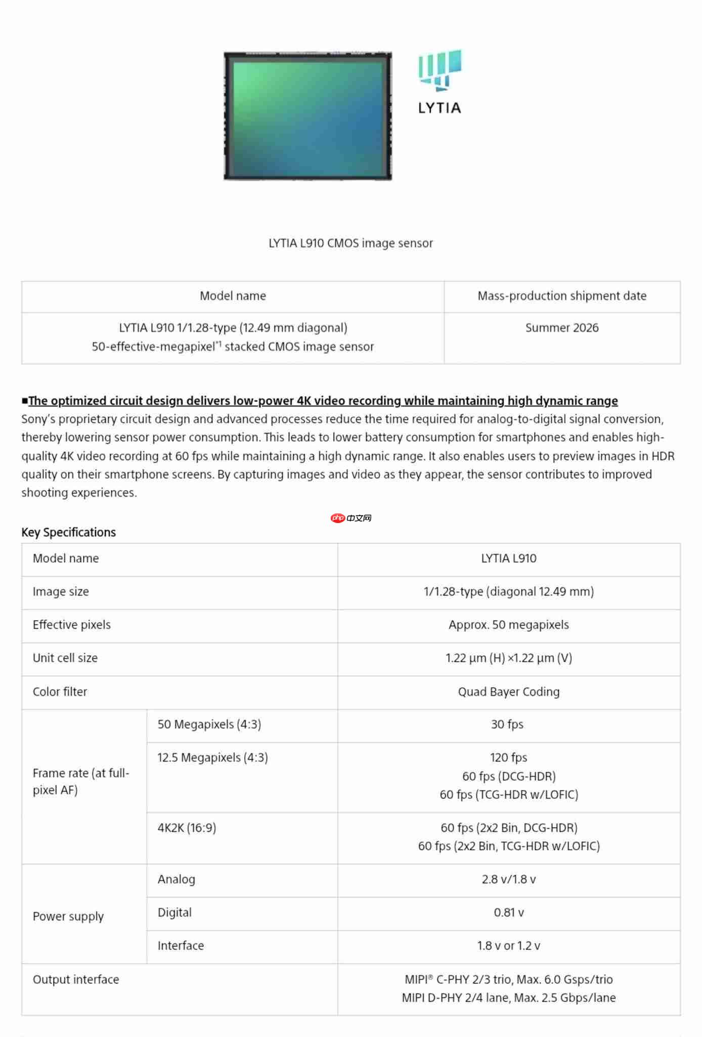 索尼光喻LYTIA L910正式发布 首款LOFIC传感器赋能移动影像升级