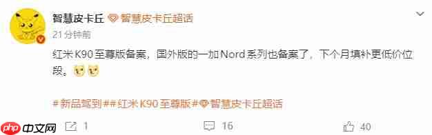 REDMI K90至尊版疑似入网,100W快充加持,性能市场再添新军