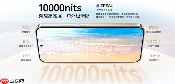 荣耀X80 Pro Max搭载天马专属定制屏 拥有10000尼特局部峰值亮度