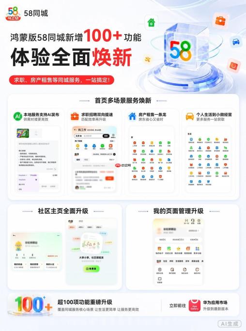 鸿蒙版58同城暑期重磅升级：新增超百个功能，求职、房产租售等体验全面焕新