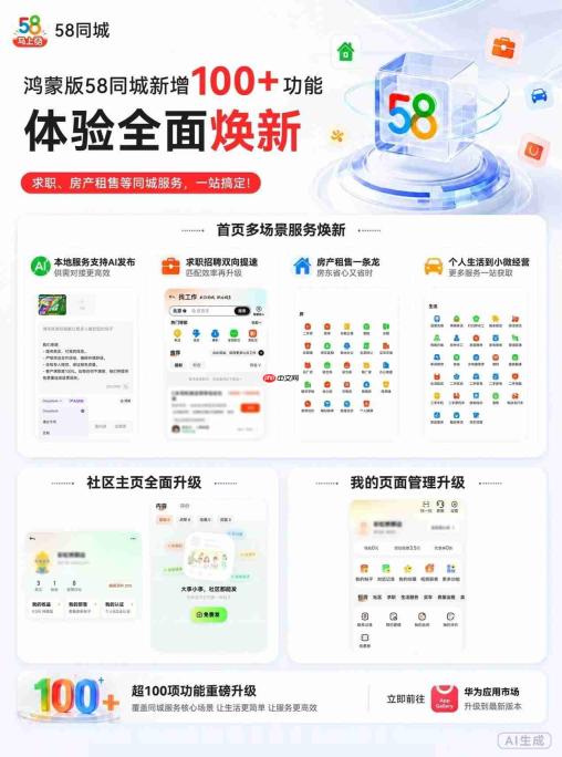 鸿蒙版58同城暑期重磅升级：新增超百个功能，求职、房产租售等体验全面焕新