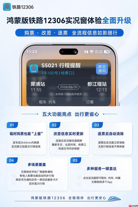暑期出行更省心！鸿蒙版铁路12306实况窗升级，临时购票也能秒“上窗”