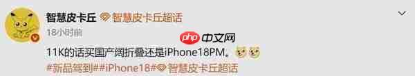 网传iPhone 18 Pro Max国内售价约1.1万 追平国产阔折叠