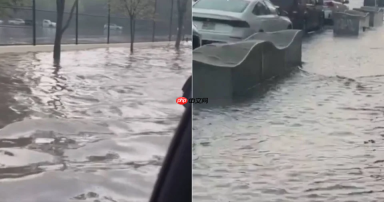 美国纽约又遭连续暴雨袭击,三大机场实施地面停飞