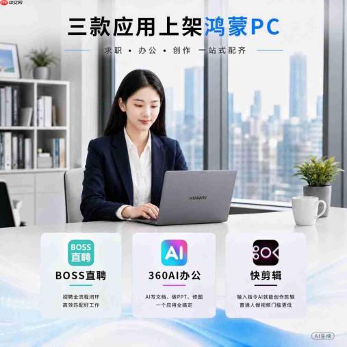 找工作、办公、创作一站式配齐!BOSS直聘、360AI办公、快剪辑上线鸿蒙PC
