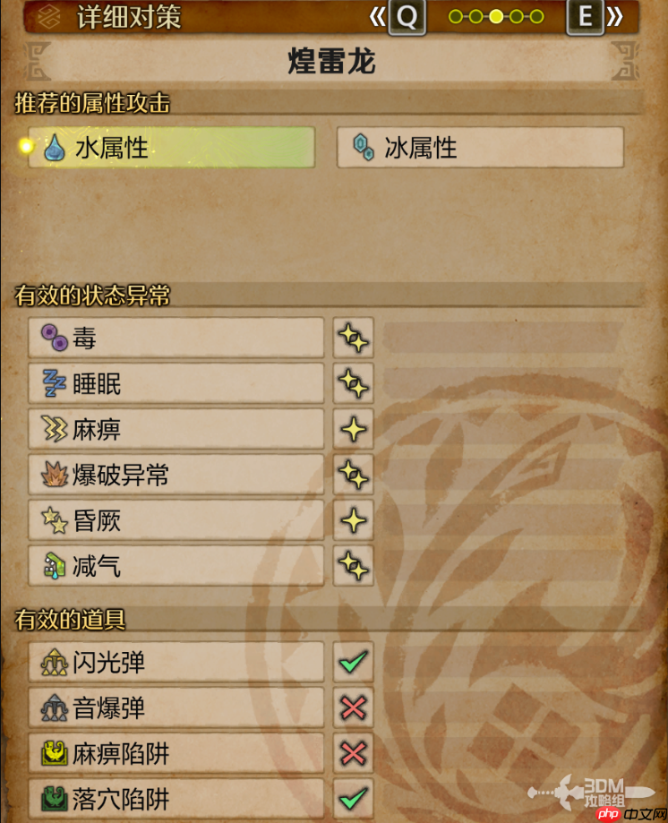 《怪物猎人:荒野》攻略——煌雷龙具体弱点介绍