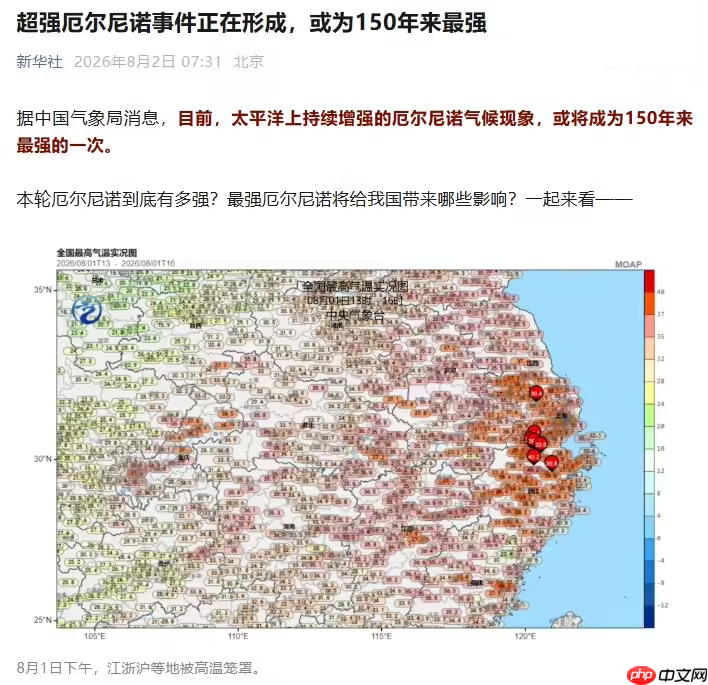 中国气象局:超强厄尔尼诺正在形成,或为150年来最强