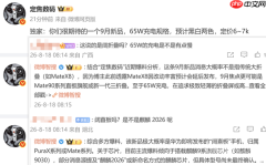 华为阔直板新机定价或为6-7千元 支持65W快充 9月发布