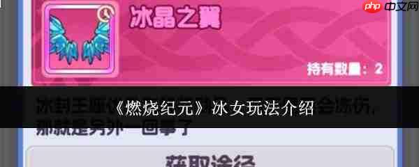 燃烧纪元中冰女玩法详解