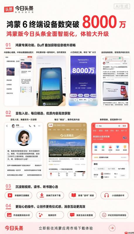 鸿蒙6设备突破8000万！鸿蒙版今日头条全面智能化，体验大升级