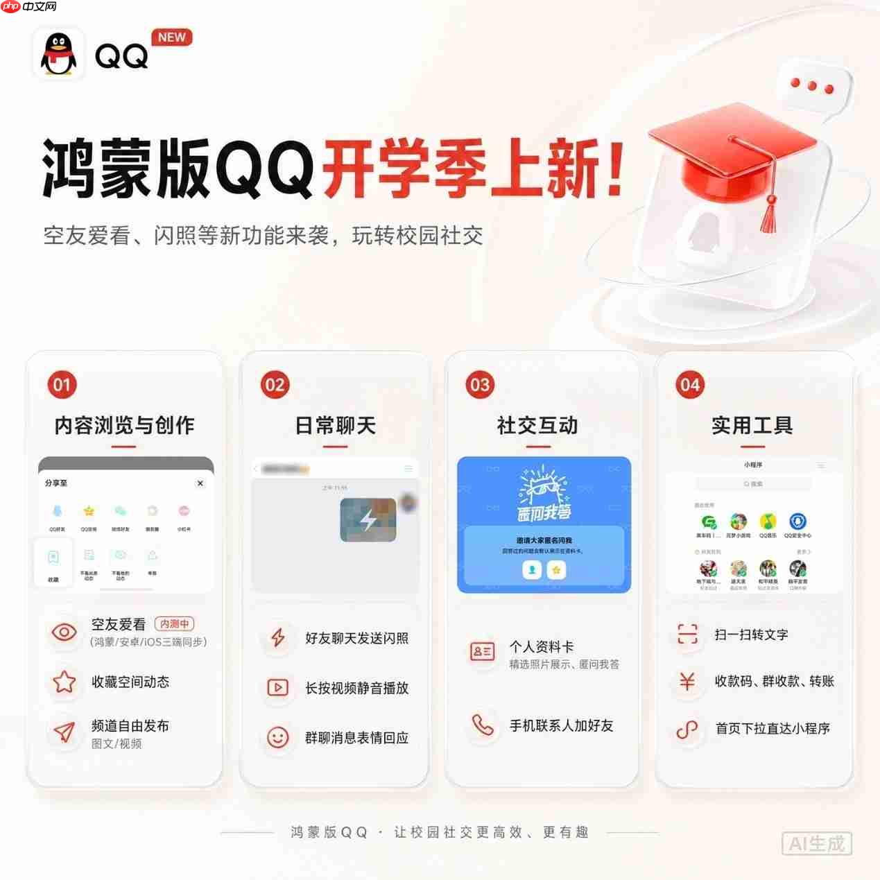 开学季上新!空友爱看、闪照等新功能来袭,鸿蒙版QQ玩转校园社交!