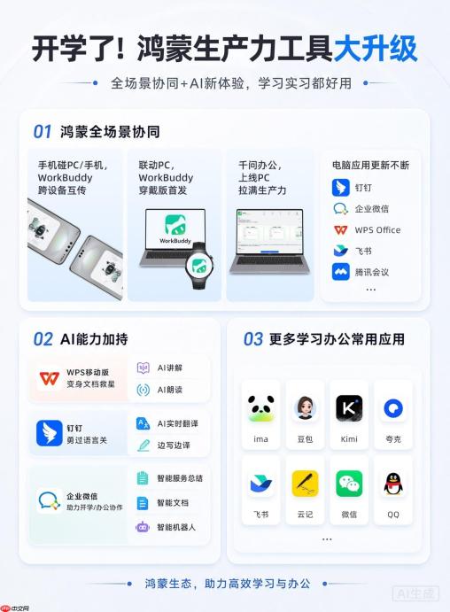 全场景协同+AI新体验，鸿蒙生产力工具大升级，学习实习都好用，开学季必备